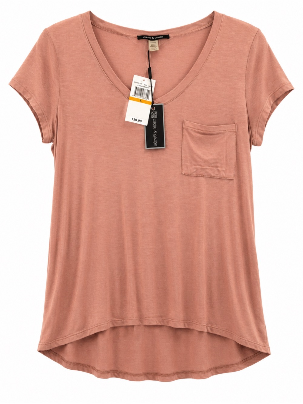 Cable & Gauge V-Neck Pocket Tee - Dusty Rose